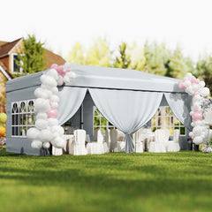 300 x 600 cm Pop up Canopy Tent with 6 Sidewalls and Wheeled Bag-Grey