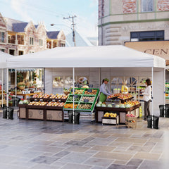 300 x 600 cm Pop up Canopy Tent with 6 Sidewalls and Wheeled Bag-White