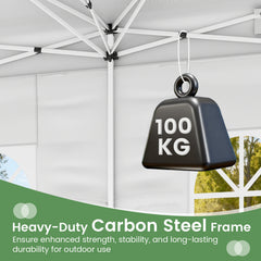 300 x 600 cm Pop up Canopy Tent with 6 Sidewalls and Wheeled Bag-White
