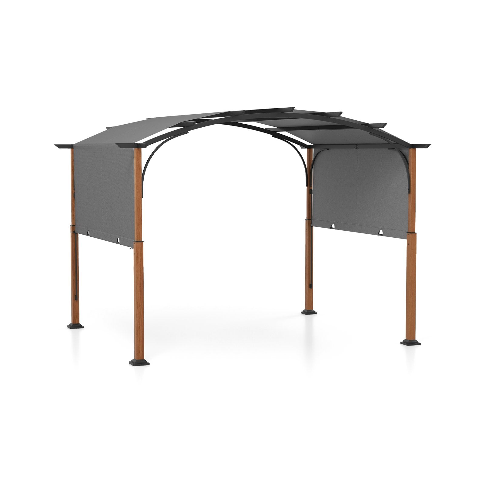 300 x 360 cm Retractable Pergola Arched Patio Pergola with Sun Shade Canopy-Grey
