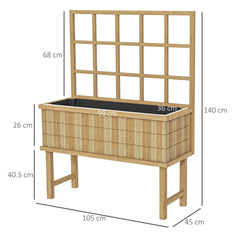 Outsunny 45 x 105cm Wooden Garden Planter, with Trellis - Natural