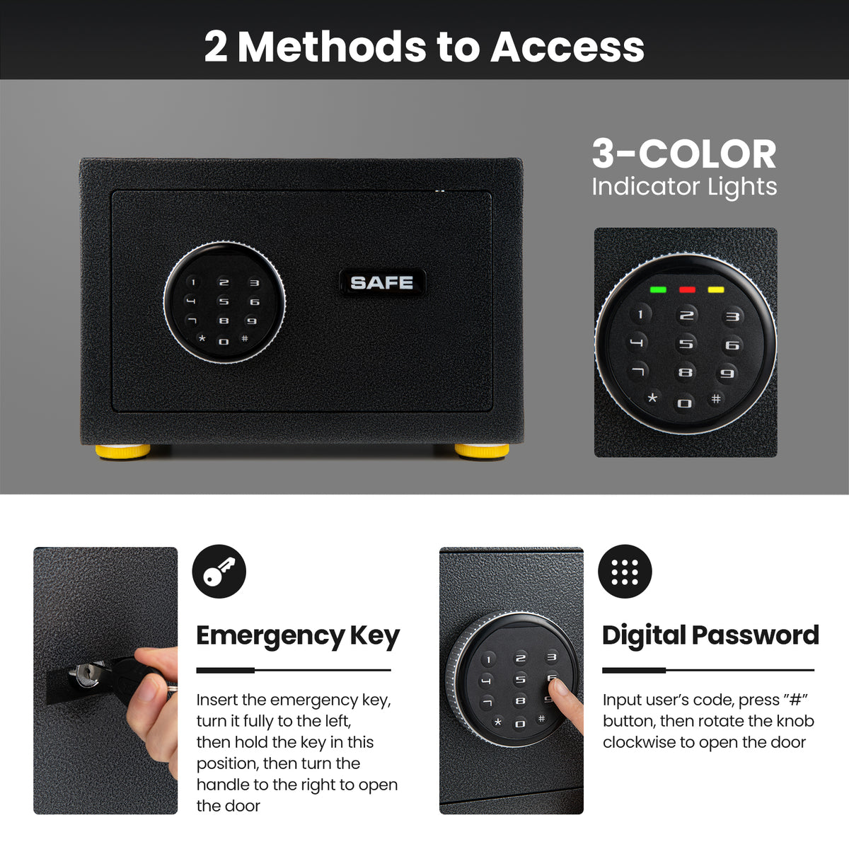 31 CM Solid Steel Safe Box with Drop Slot Digital Keypad 2 Emergency Keys