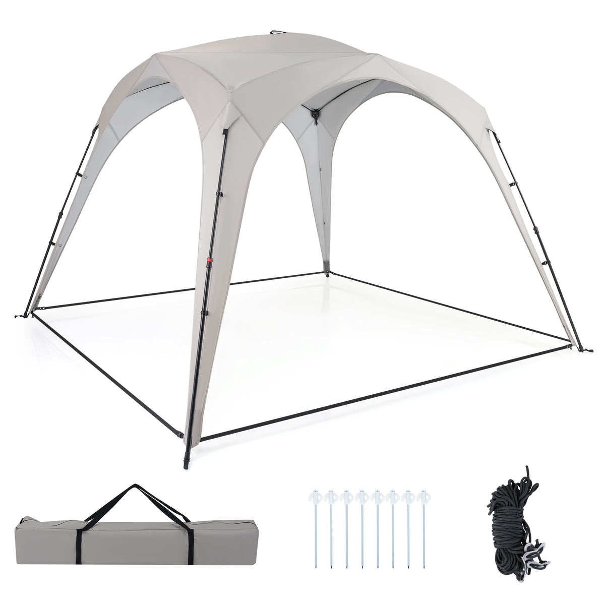 310 x 310 cm Pop up Camping Tent with Silver-coated Oxford Fabric-Beige