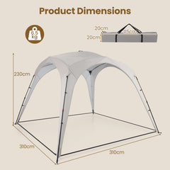 310 x 310 cm Pop up Camping Tent with Silver-coated Oxford Fabric-Beige
