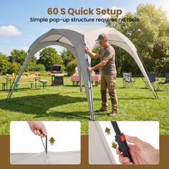 310 x 310 cm Pop up Camping Tent with Silver-coated Oxford Fabric-Beige