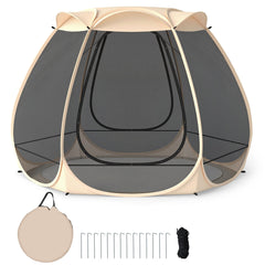 310 X 270 CM Foldable Outdoor Screened Camping Tent Gazebo-Sand Color
