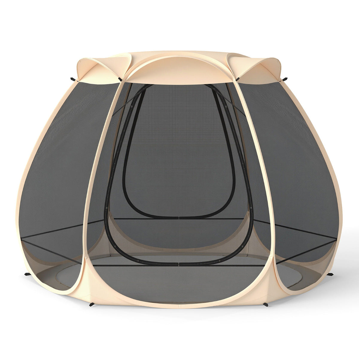 310 X 270 CM Foldable Outdoor Screened Camping Tent Gazebo-Sand Color