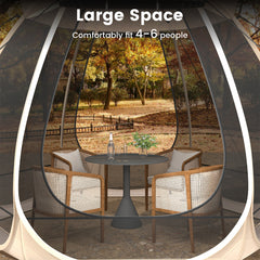 310 X 270 CM Foldable Outdoor Screened Camping Tent Gazebo-Sand Color