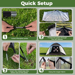 314 x 199 CM Golf Practice Net with Foldable Tri-Turf Mat