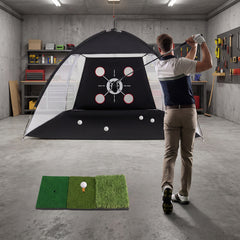 314 x 199 CM Golf Practice Net with Foldable Tri-Turf Mat