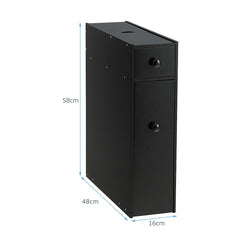 Slim Storage Cabinet with Slide-out Drawers and Flip-open Top Cover-Black