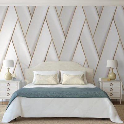 DUTCH WALLCOVERINGS Wallpaper Geometric White and Gold