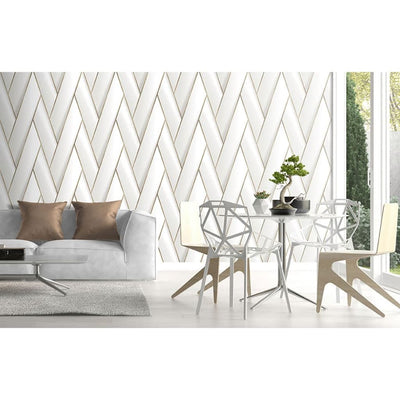 DUTCH WALLCOVERINGS Wallpaper Geometric White and Gold