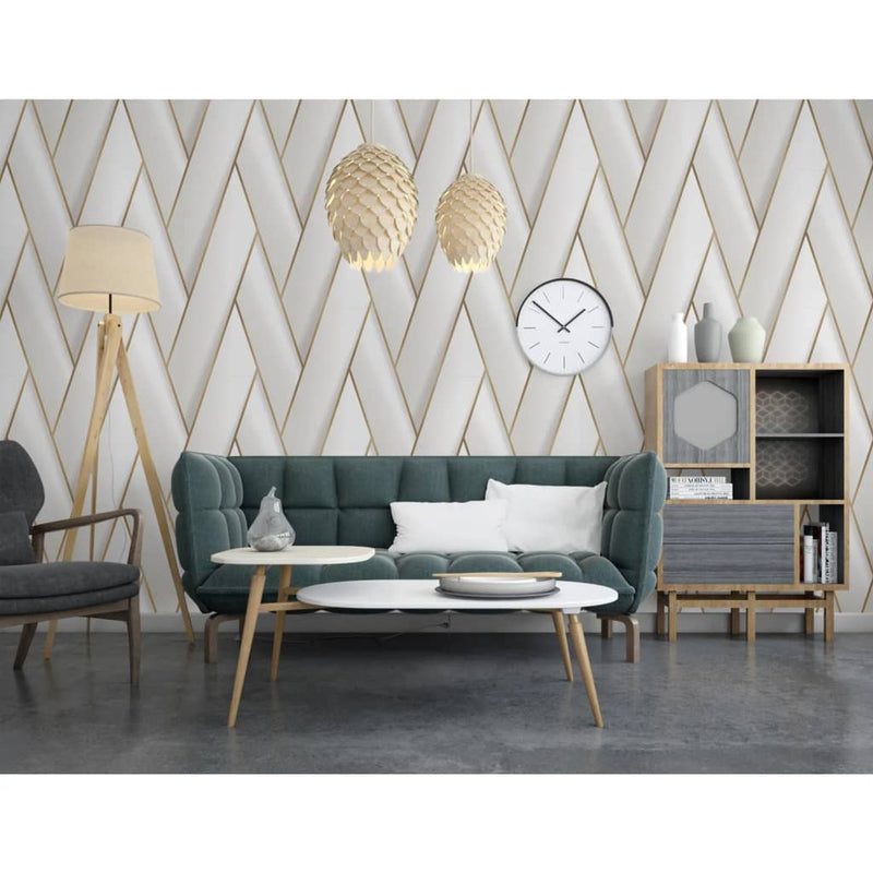 DUTCH WALLCOVERINGS Wallpaper Geometric White and Gold