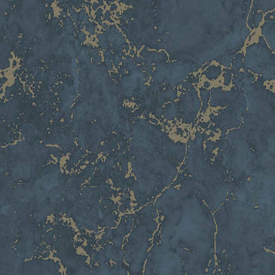 DUTCH WALLCOVERINGS Wallpaper Marble Blue and Gold