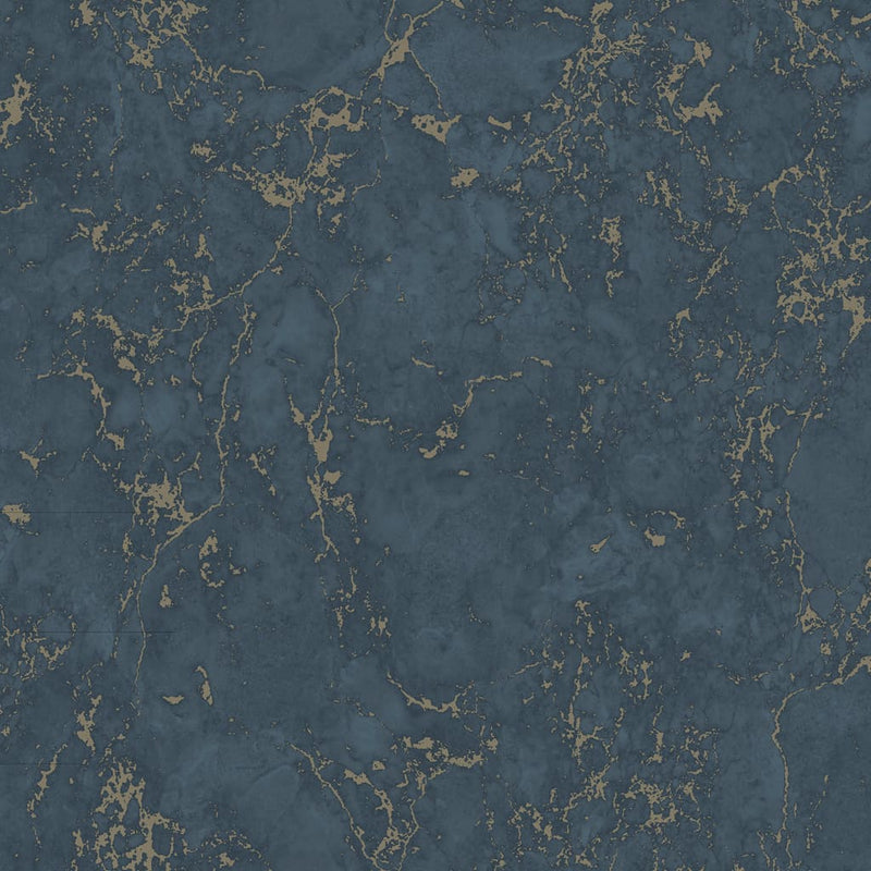 DUTCH WALLCOVERINGS Wallpaper Marble Blue and Gold