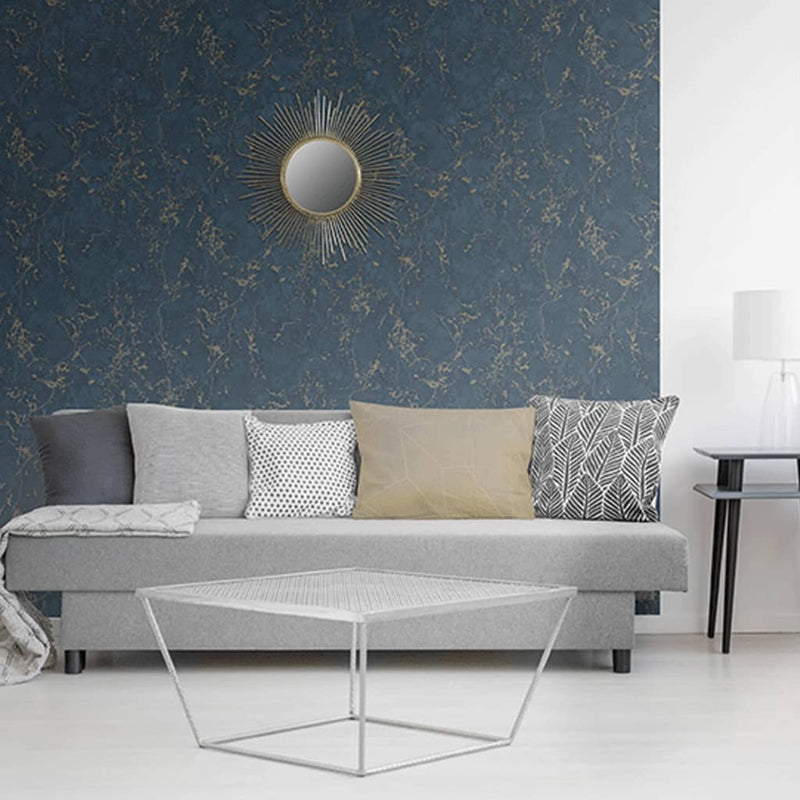 DUTCH WALLCOVERINGS Wallpaper Marble Blue and Gold