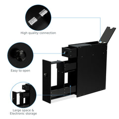 Slim Storage Cabinet with Slide-out Drawers and Flip-open Top Cover-Black