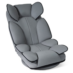 360 Degree Swivel Floor Gaming Chair Folding Lazy Lounger Couch with 6-Position Adjustable Backrest-Grey