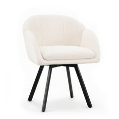 360° Swivel Accent Chair Upholstered Chenille Armchair with Metal Base-Beige
