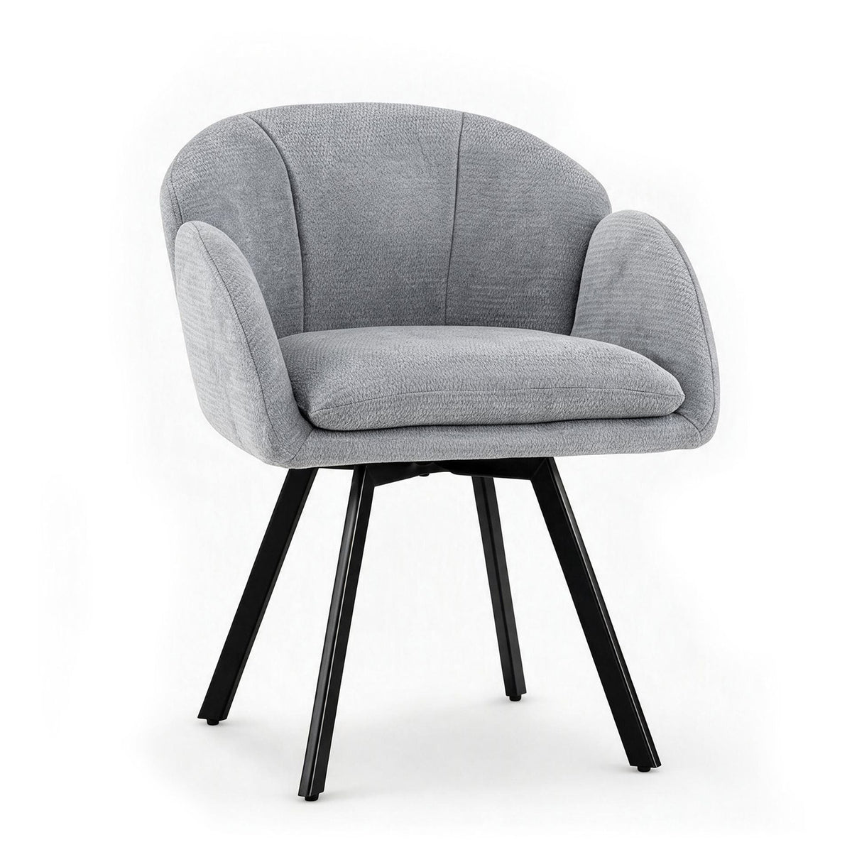 360° Swivel Accent Chair Upholstered Chenille Armchair with Metal Base-Grey