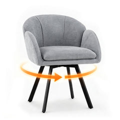 360° Swivel Accent Chair Upholstered Chenille Armchair with Metal Base-Grey
