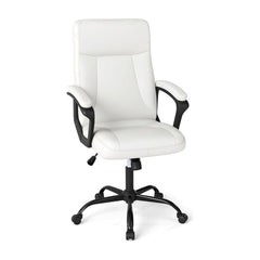 360° Swivel Task Chair with high back and built-in armrests in white