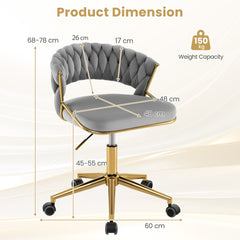 Product dimension diagram for the grey office chair