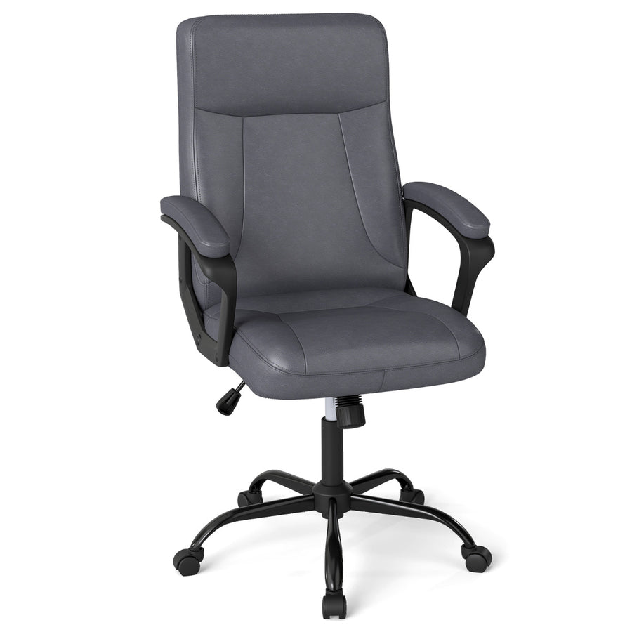 360° Swivel Task Chair with High Back and Built-in Armrests-Grey