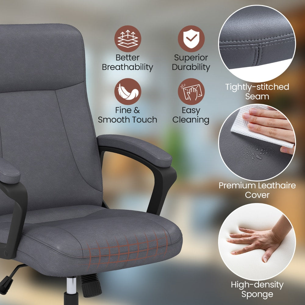 The office chair seat surface showing the stitched seams and the high density sponge padding