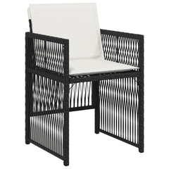 Garden Dining Cushions Poly Rattan Glass Black cream