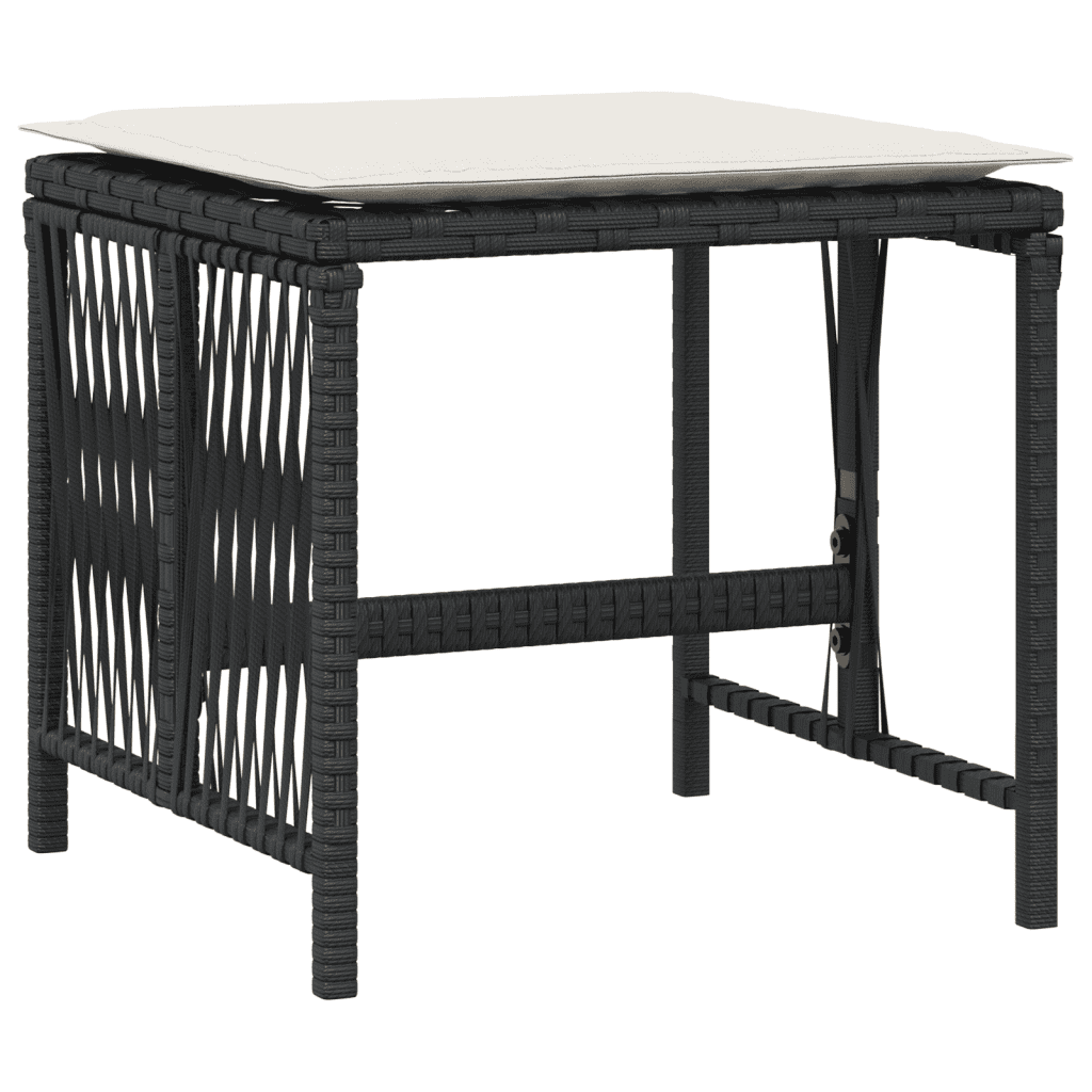 Garden Dining Cushions Poly Rattan Glass Black cream