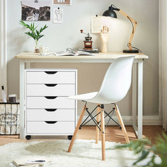 5 Drawer Chest with Wheels for Home and Office-White
