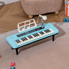 37 Keys Kids Portable Piano Keyboard with Microphone and Music Stand-Blue