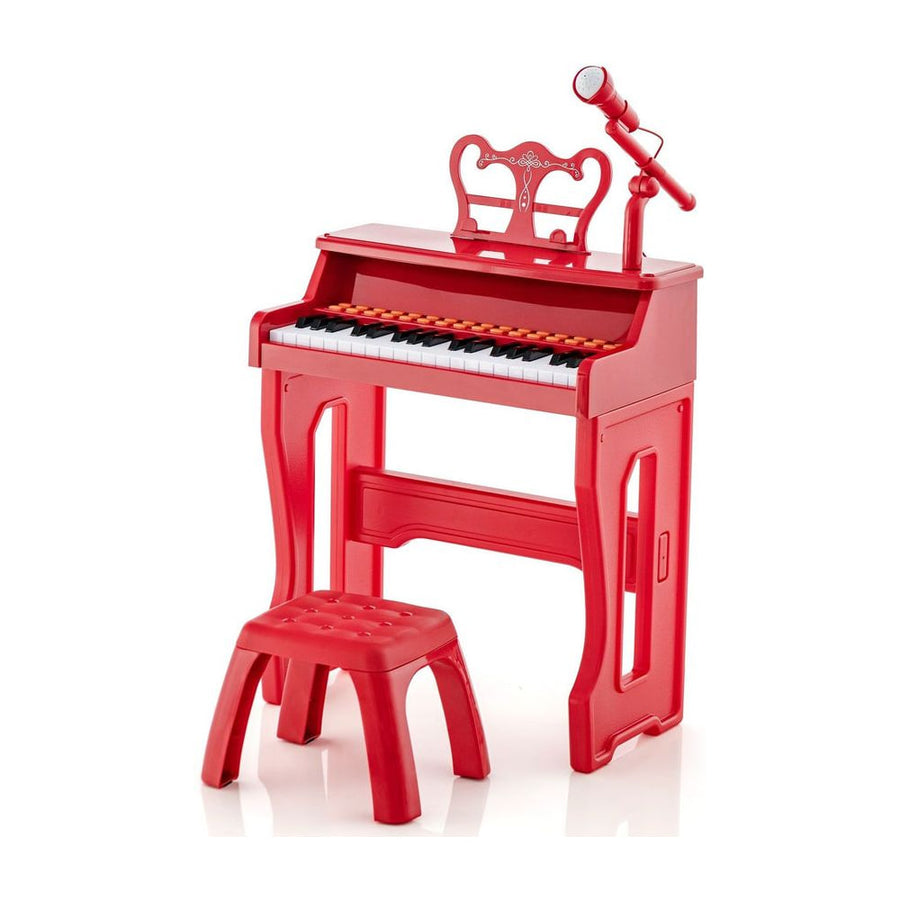37-Key Electronic Piano Keyboard with Adjustable Microphone-Red