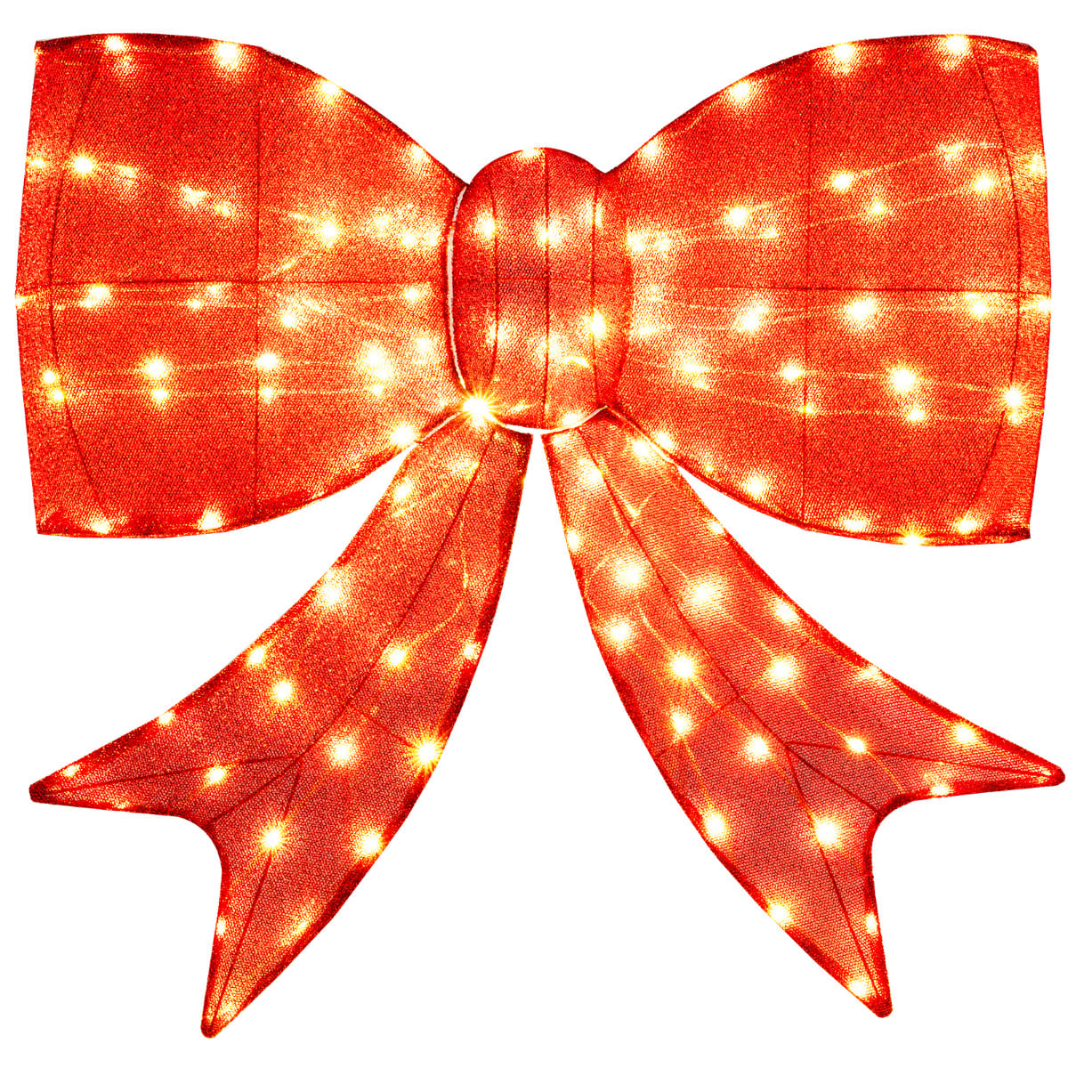 37 inch Lighted Christmas Bow Decoration with 150 Warm White LED Lights and 2 Hanging Rings