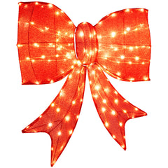 37 inch Lighted Christmas Bow Decoration with 150 Warm White LED Lights and 2 Hanging Rings