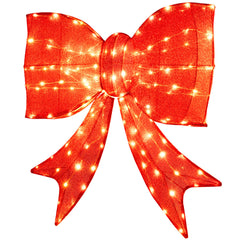 37 inch Lighted Christmas Bow Decoration with 150 Warm White LED Lights and 2 Hanging Rings