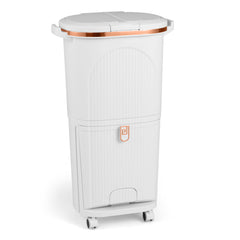 38L Kitchen Trash Can Sorting Garbage Bin with Lids 2 Detachable Buckets-White
