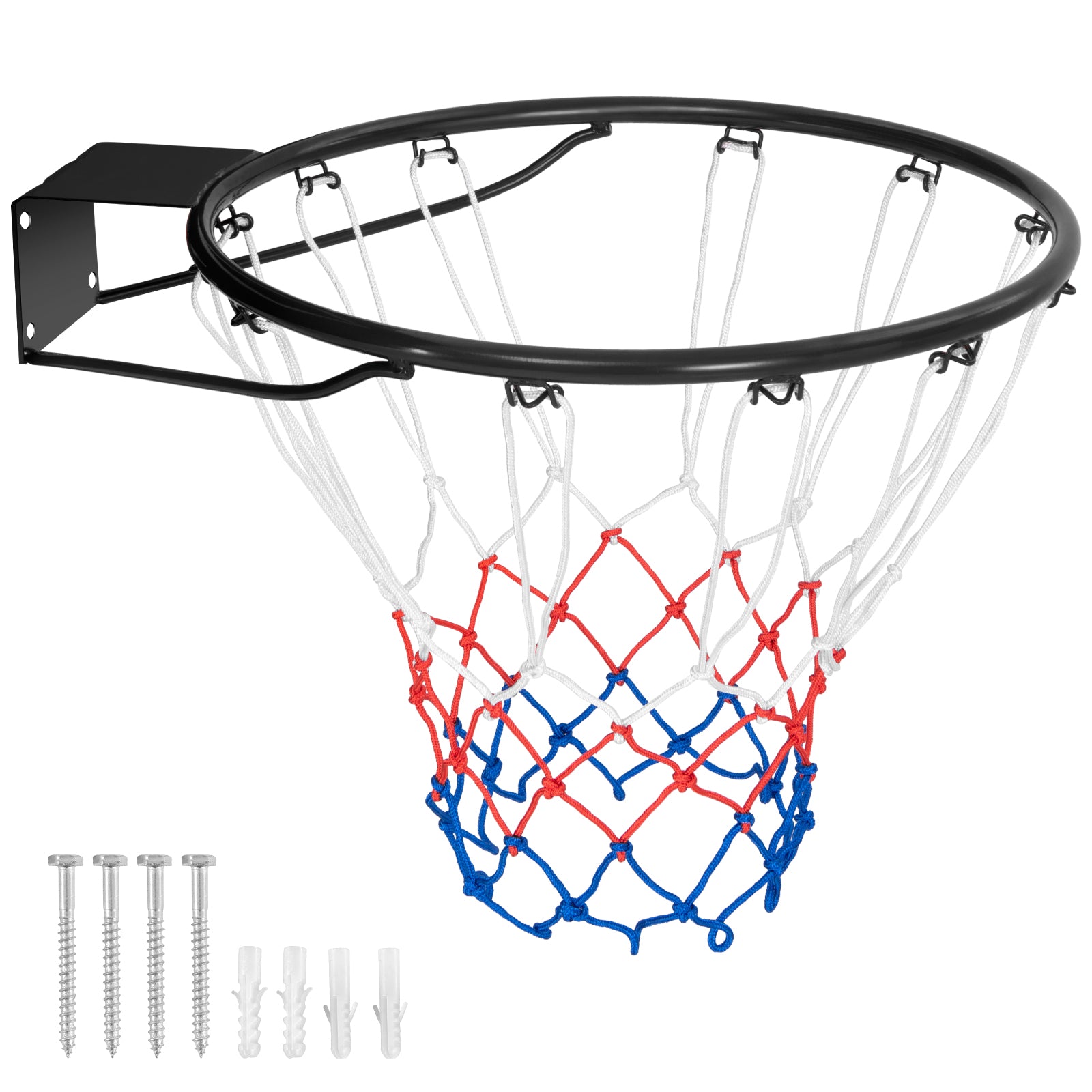 38 cm Heavy Duty Basketball Rim with All Weather Net and Mounting Hardware-Black