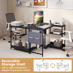 39.5" L-Shaped Computer Desk with Integrated Charging Hub in Black, image 6