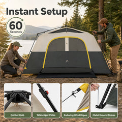399 x 267 cm 10 Person Instant Cabin Camping Tent with Rainfly-Beige
