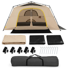 399 x 267 cm 10 Person Instant Cabin Camping Tent with Rainfly-Brown