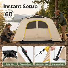 399 x 267 cm 10 Person Instant Cabin Camping Tent with Rainfly-Brown