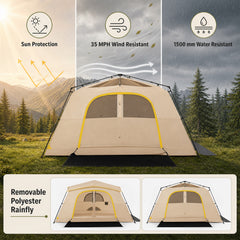 399 x 267 cm 10 Person Instant Cabin Camping Tent with Rainfly-Brown