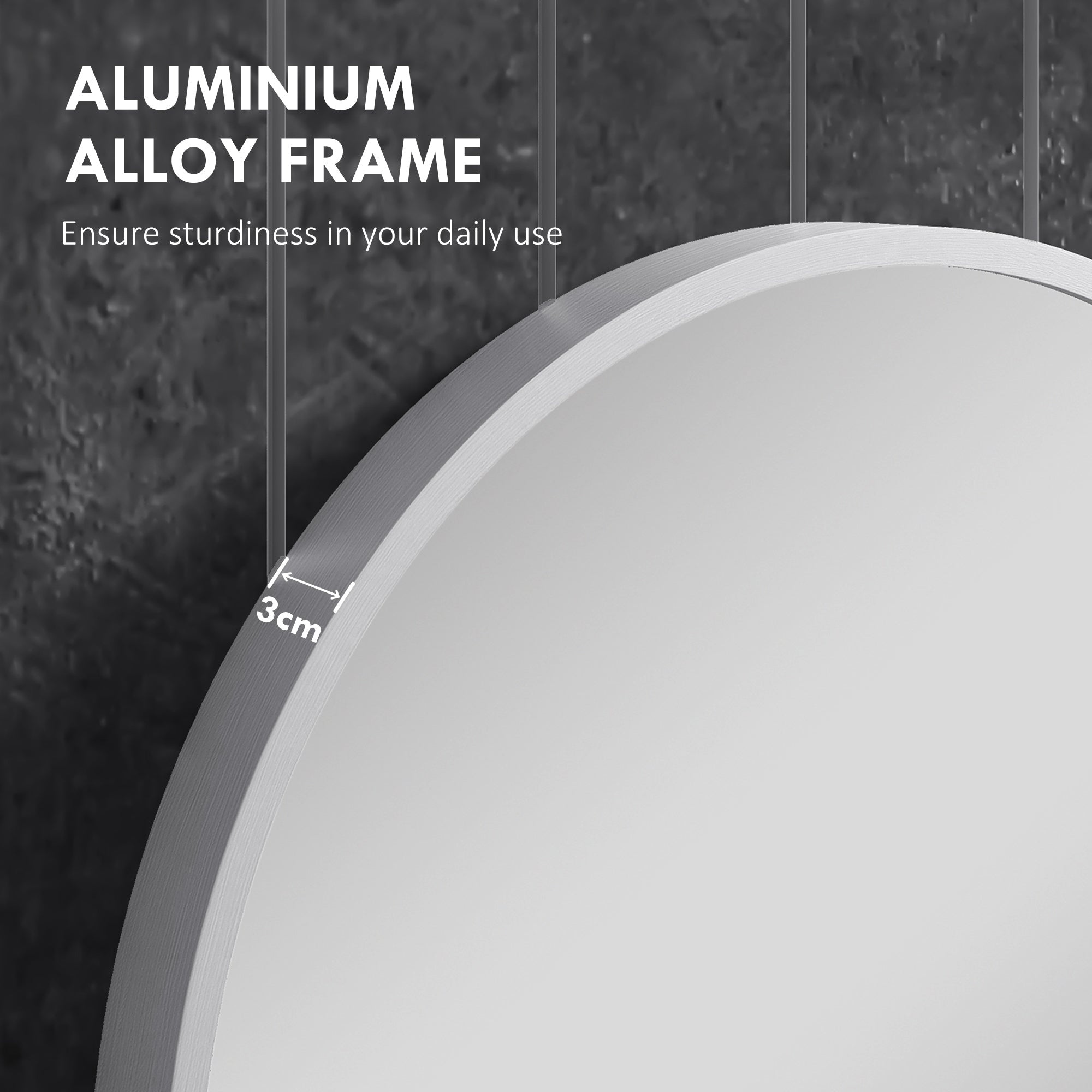 HOMCOM 60cm Round Tempered Glass Bathroom Mirror - Silver Tone