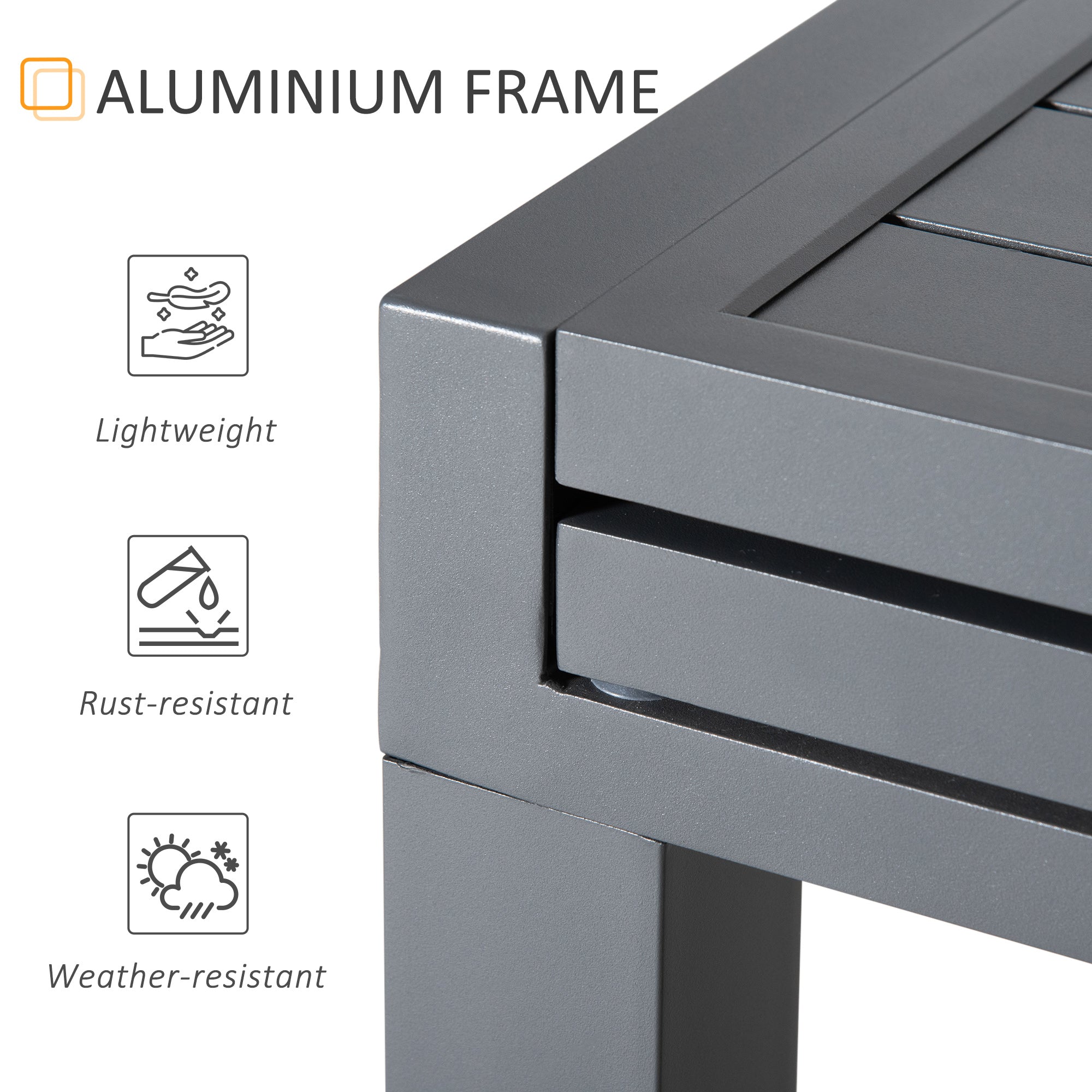Outsunny Extendable Garden Table 135-270cm x 90cm x 75cm, 10 Seater Outdoor Dining Table with Aluminium Frame for Lawn, Balcony and Backyard, Grey