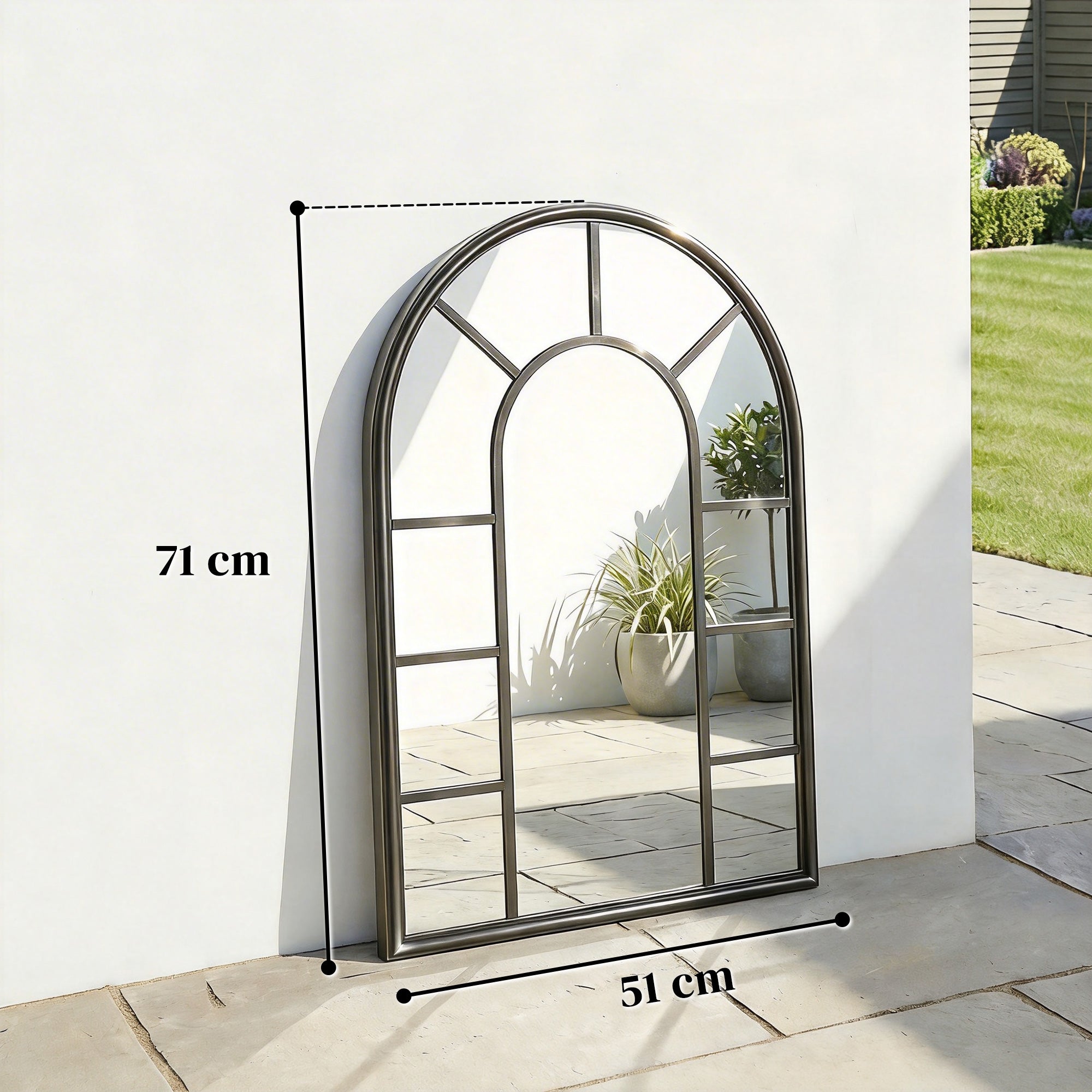 Outsunny Arched Mirror, Shatterproof Acrylic Windowpane Wall Mounted Mirror with Robust Metal Frame, 71 x 51 cm, Black