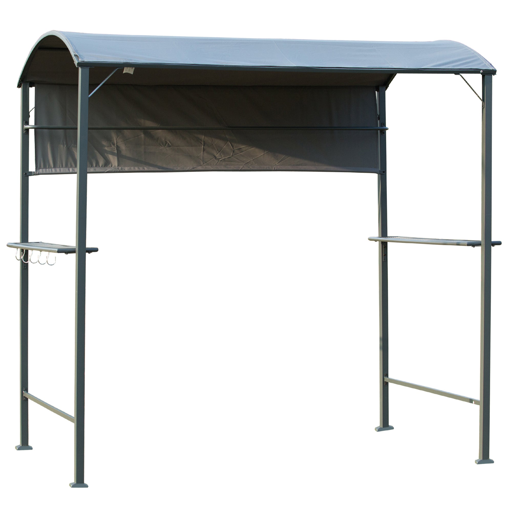 Outsunny 2.2 x 1.4m BBQ Shelter, Outdoor Grill Gazebo Canopy with Shelves, Hanging Hooks, and Metal Frame, for Garden Patio Backyard