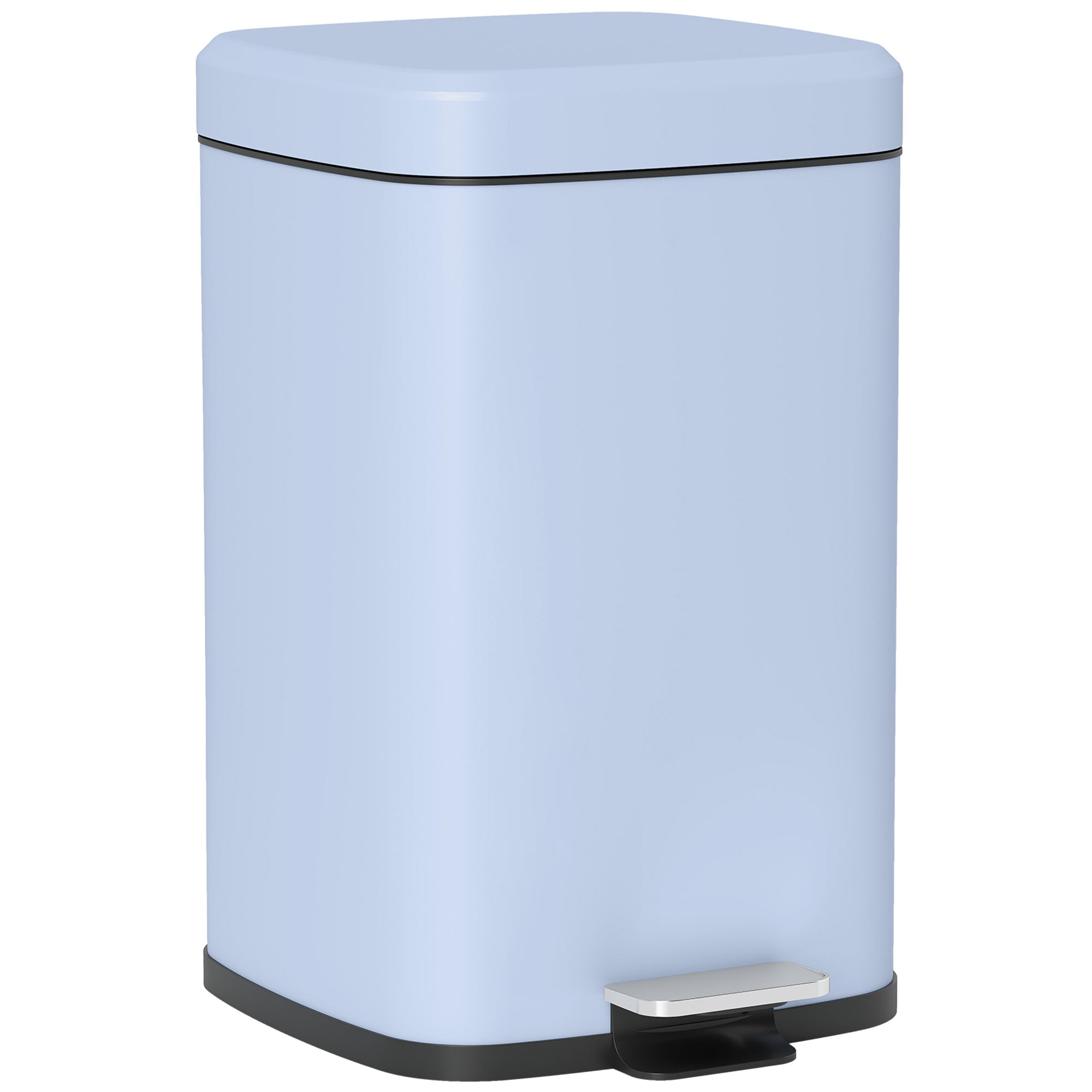 HOMCOM 20L Modern Boxy Metal Home Kitchen Bin - Light Blue